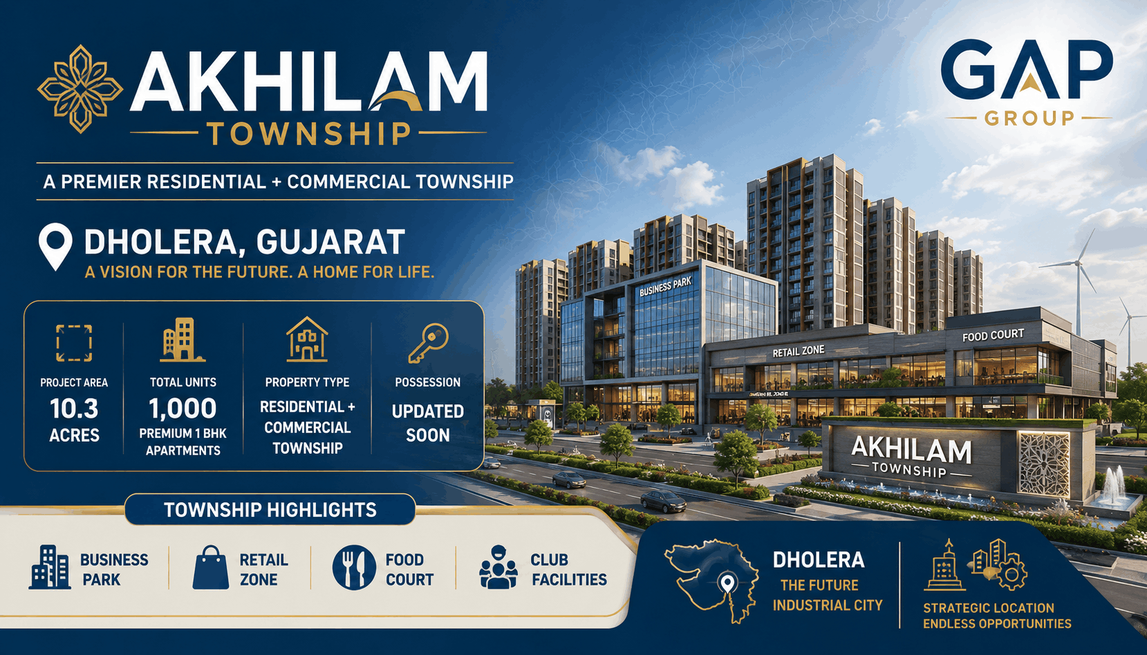 Akhilam Township Dholera SIR | Apartments & Retail Shops in Ahmedabad